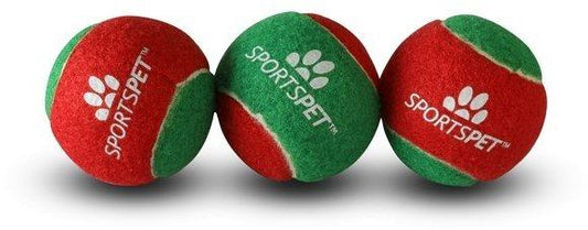 Sportspet Christmas Tennis Balls Red/Green 3 Pack - North East Pet Shop Sportspet