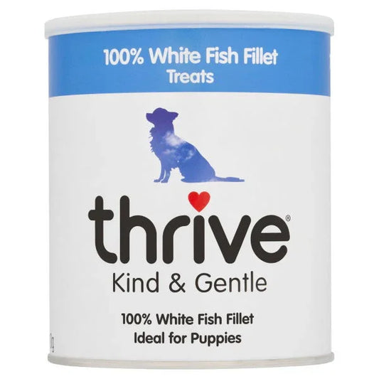 Thrive Kind & Gentle dog treats WHITE FISH Maxi tube 110g - North East Pet Shop Thrive