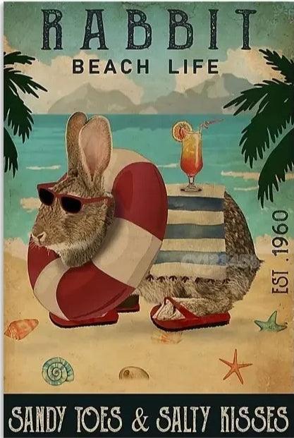 Various Rabbit Tin Sign - North East Pet Shop Dog Shack UK