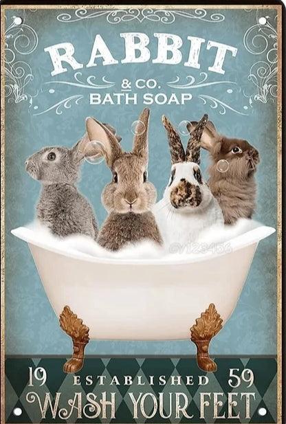 Various Rabbit Tin Sign - North East Pet Shop Dog Shack UK