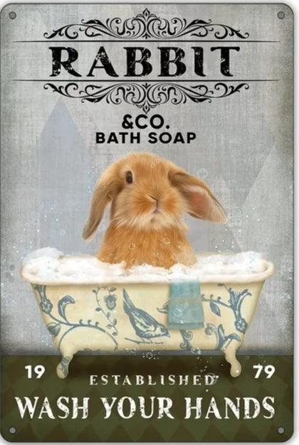 Various Rabbit Tin Sign - North East Pet Shop Dog Shack UK