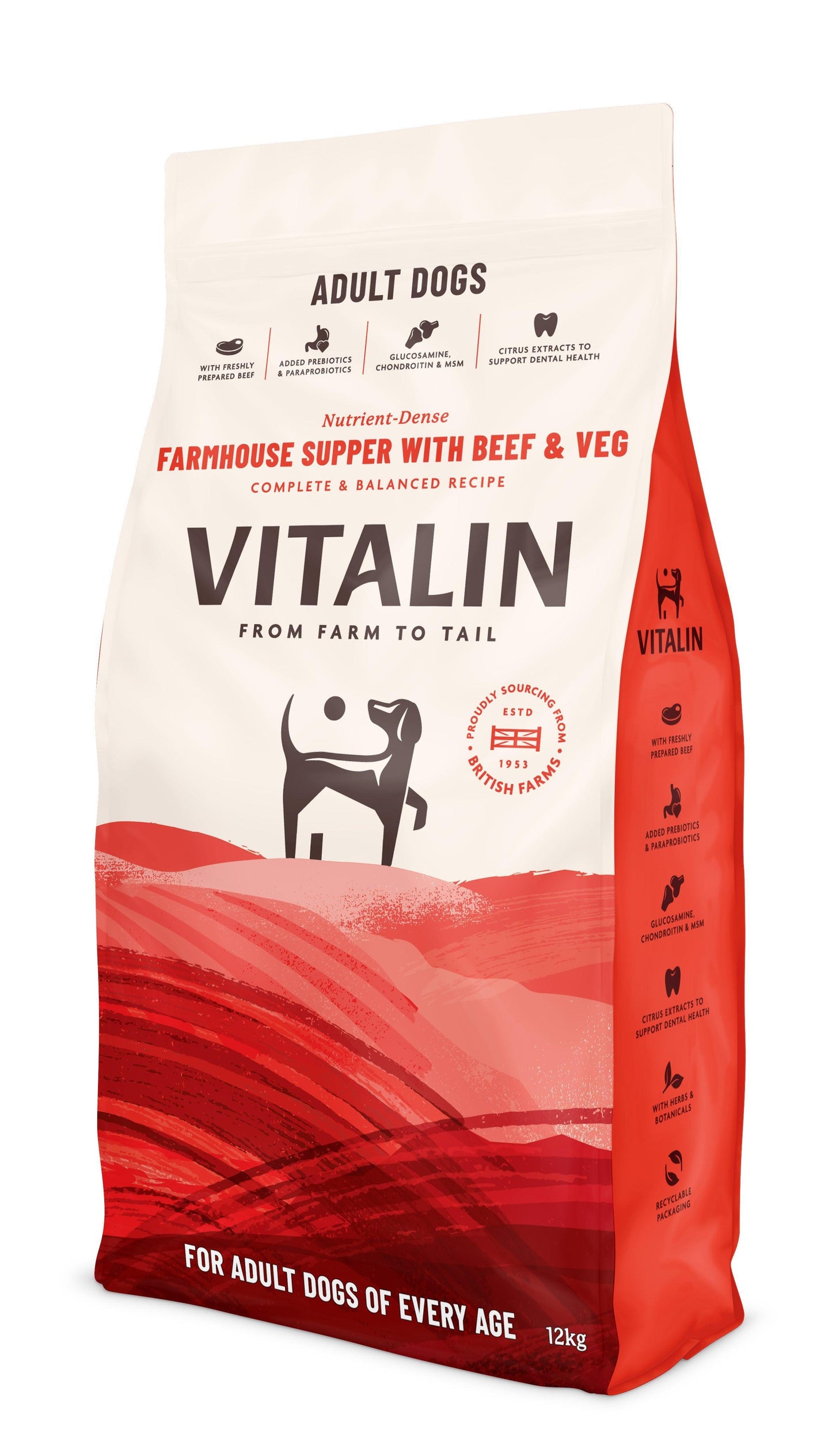 Vitalin Adult Farmhouse Beef 12kg - North East Pet Shop Vitalin