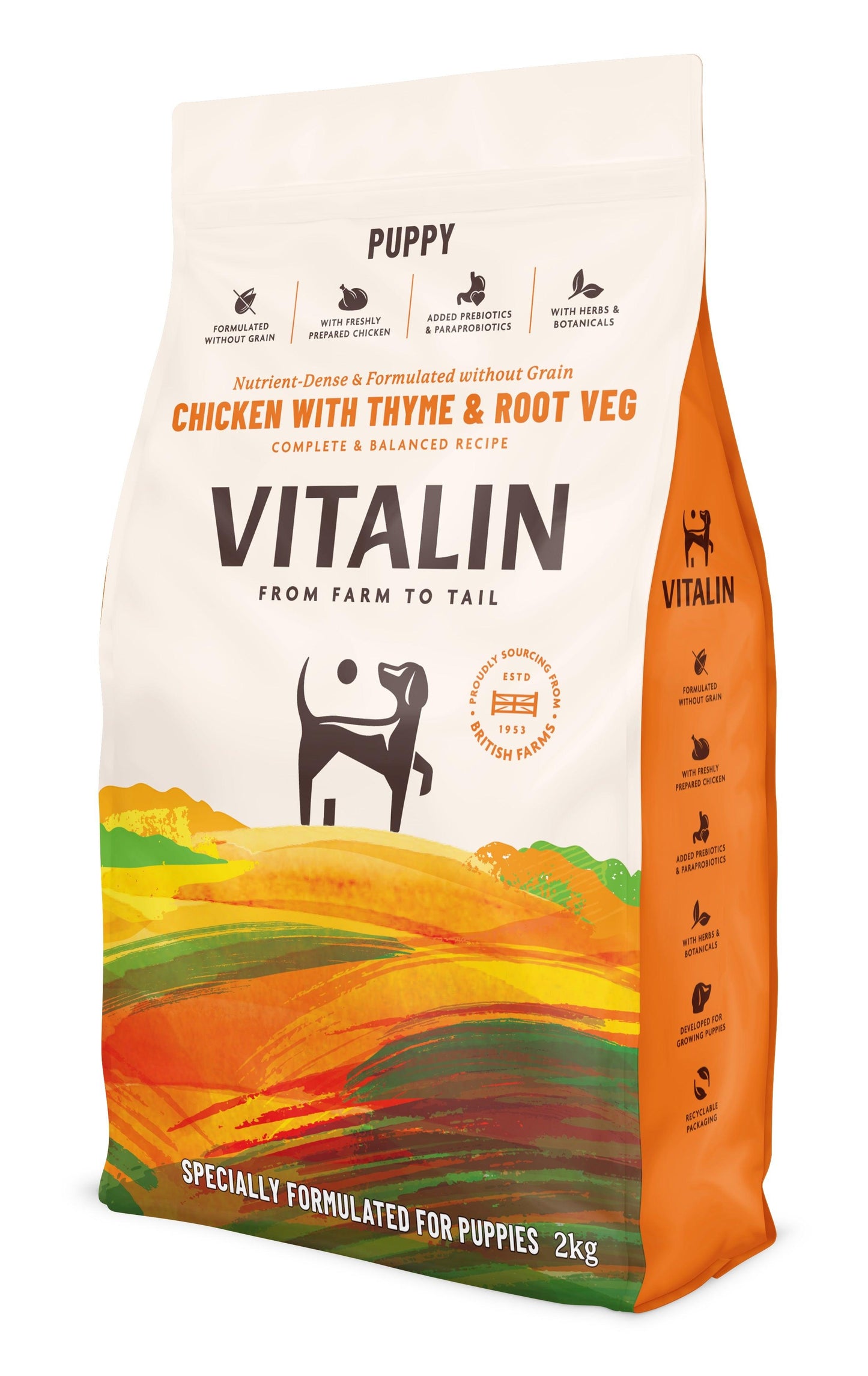 Vitalin Puppy Chicken Thyme Veg 4x2kg - North East Pet Shop Vitalin