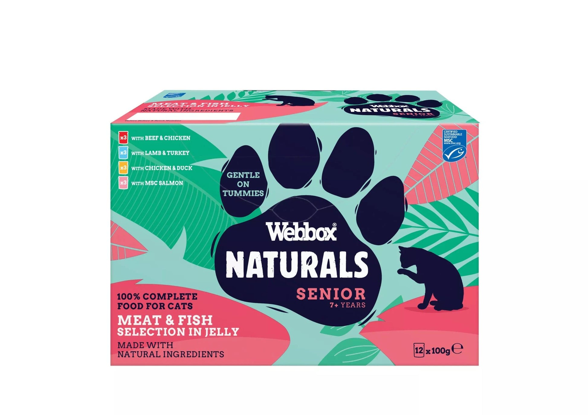 Webbox Naturals Cat Senior 7+ Mixed in Jelly Pouches 12 x 100g - North East Pet Shop Webbox