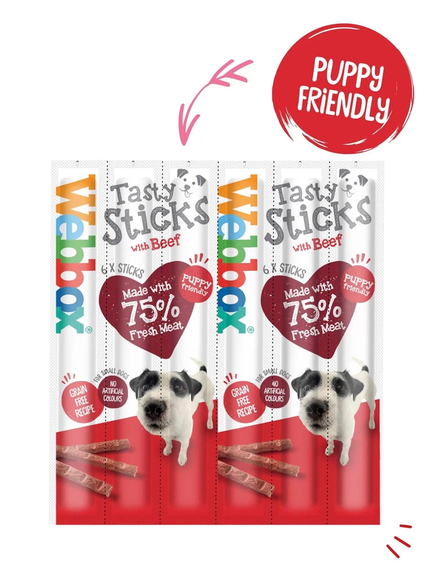 Webbox Tasty Sticks Beef Small 12x6Pk - North East Pet Shop Webbox