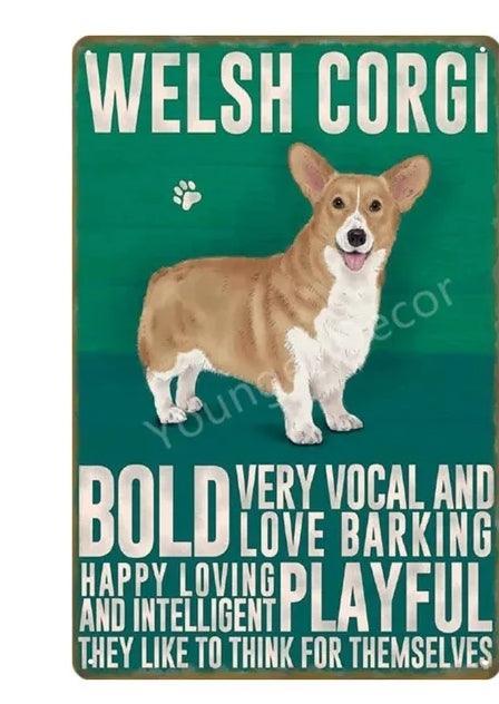 Welsh Corgi Dog Tin Sign - North East Pet Shop Dog Shack UK