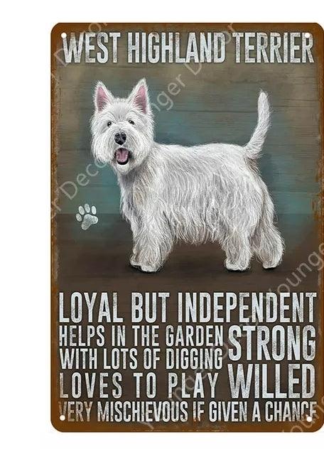 West Highland Terrier Dog Tin Sign - North East Pet Shop North East Pet Shop