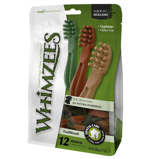 Whimzees Toothbrush Med 12 Bag - North East Pet Shop Whimzees