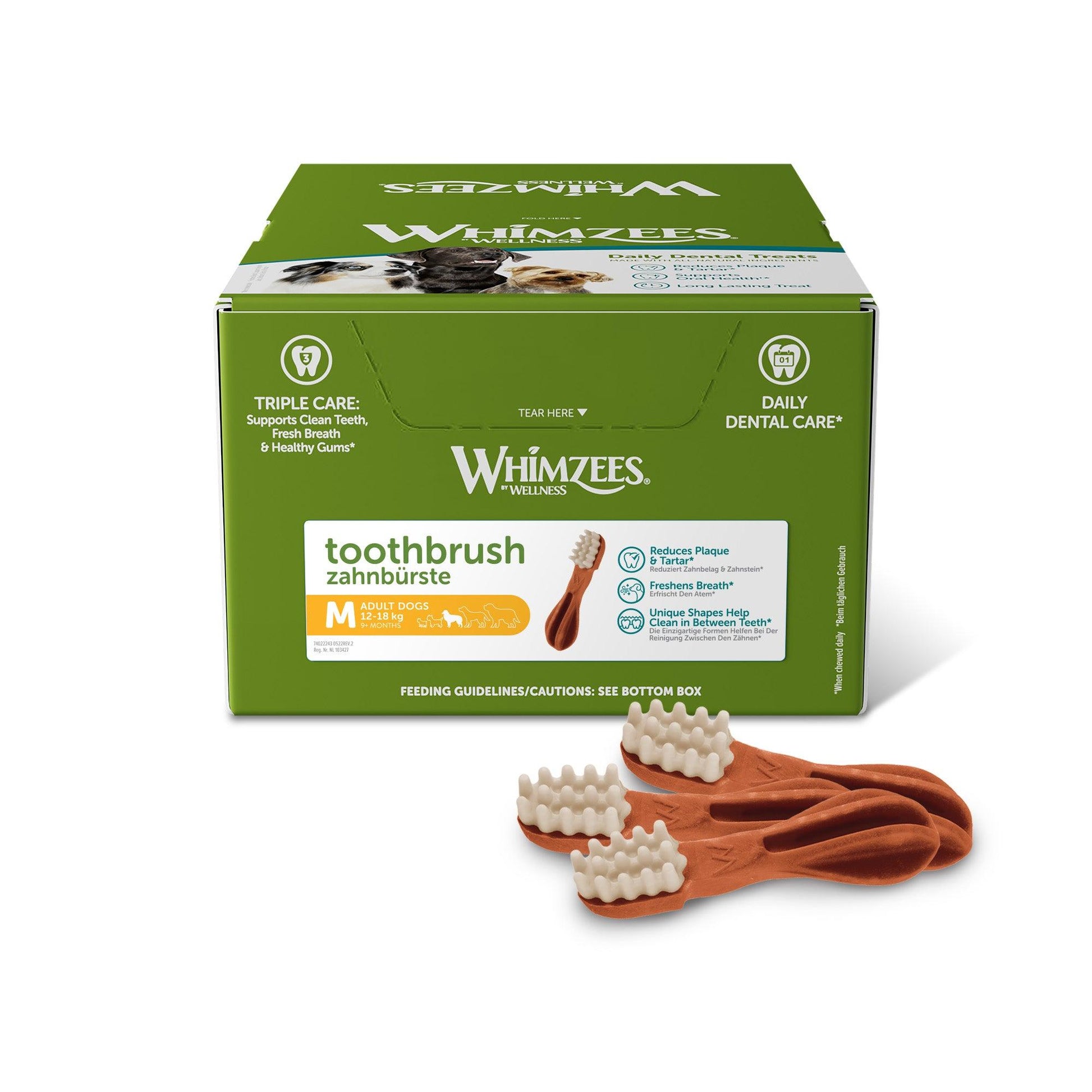 Whimzees Toothbrush Medium Box of 75 x 110mm - North East Pet Shop Whimzees