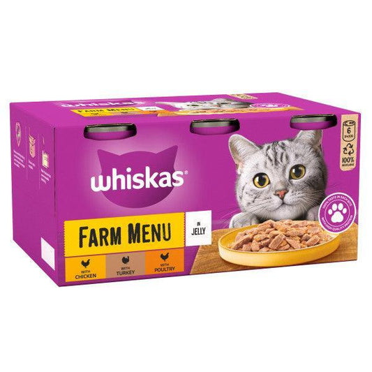 Whiskas 1+ Adult Farm Menu in Jelly Tins 4 x 6 x 400g - North East Pet Shop Whiskas