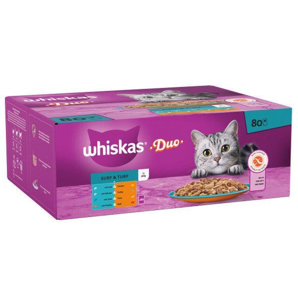 Whiskas Adult 1+ Duo Surf & Turf in Jelly 80 x 85g - North East Pet Shop Whiskas