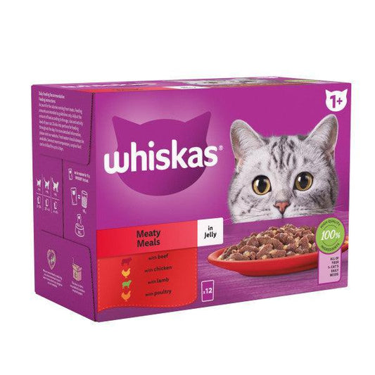 Whiskas Adult 1+ Meaty Meals in Jelly 4 x 12 x 85g - North East Pet Shop Whiskas
