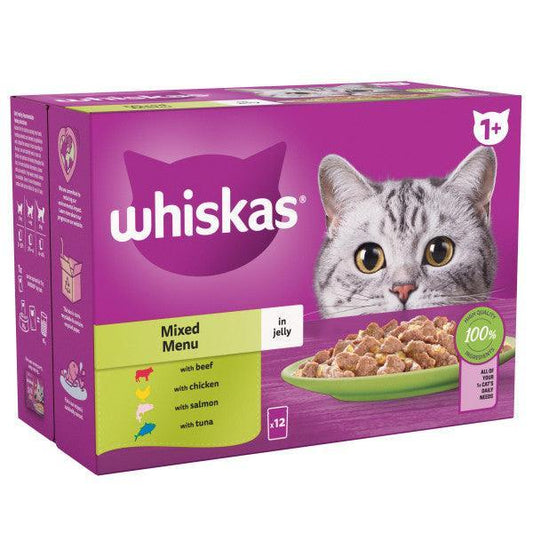 Whiskas Adult 1+ Mixed Menu in Jelly 4 x 12 x 85g - North East Pet Shop Whiskas