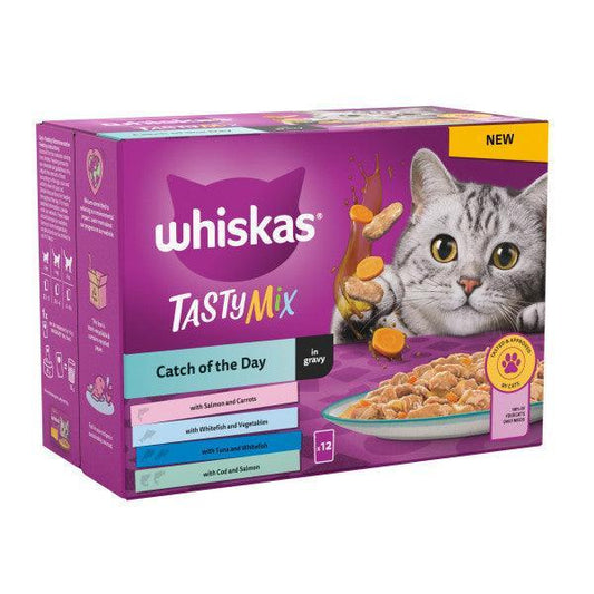 Whiskas Adult 1+ Tasty Mix Catch of The Day in Gravy Pouches 4 x 12 x 85g - North East Pet Shop Whiskas