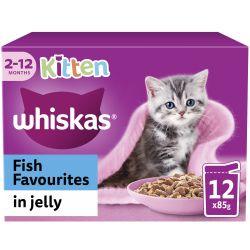 Whiskas Kitten Fish Favourites Wet Cat Food Pouches in Jelly 12pk, 85g - North East Pet Shop Whiskas