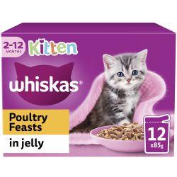 Whiskas Kitten Poultry Feasts Wet Cat Food Pouches in Jelly 12pk, 85g - North East Pet Shop Whiskas