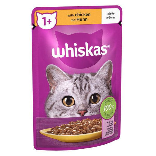 Whiskas Pch 1+ Chicken CIJ 28x85g - North East Pet Shop Whiskas