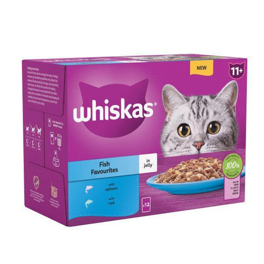Whiskas Senior 11+ Fish Favourites in Jelly Pouches 4 x 12 x 85g - North East Pet Shop Whiskas