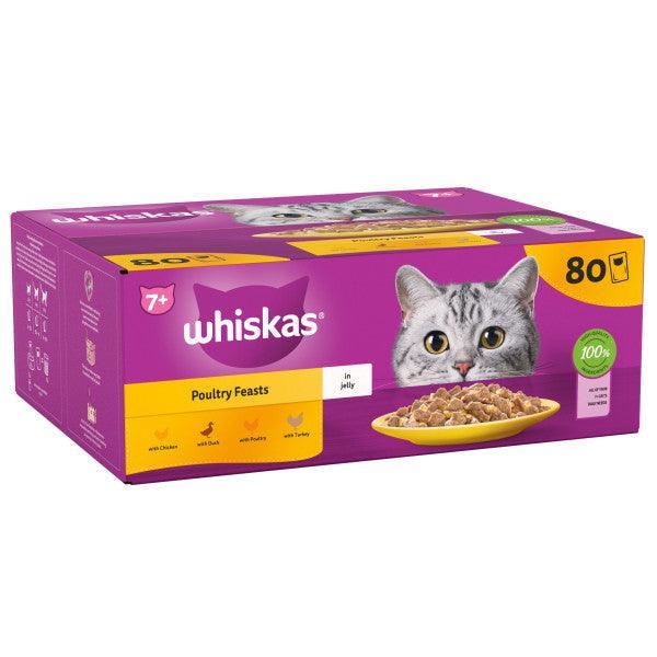 Whiskas Senior 7+ Poultry Feasts in Jelly 80 x 85g - North East Pet Shop Whiskas