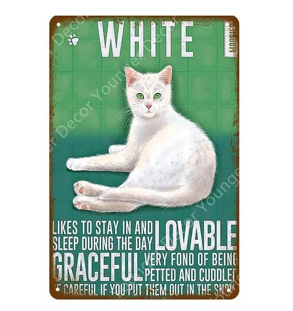 White Cat Tin Sign - North East Pet Shop North East Pet Shop