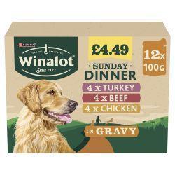 WINALOT Sunday Dinner Pouches Mixed in Gravy 12pk PMP £4.49, 100g - North East Pet Shop Winalot