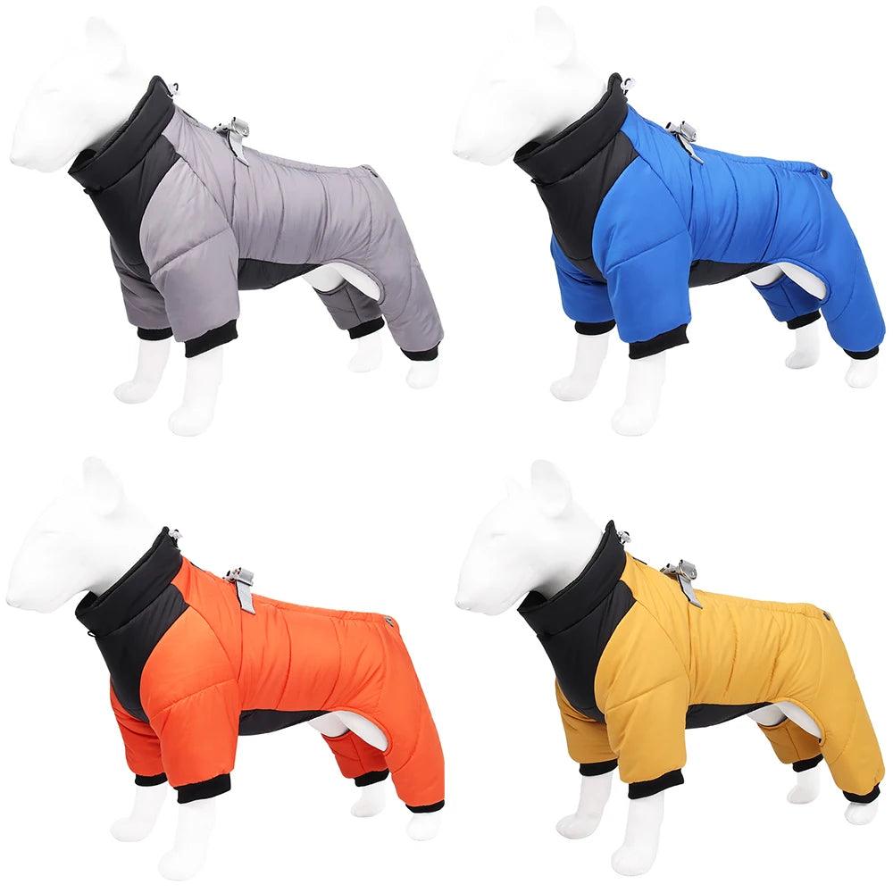 Winter Warm Dog Jacket Reflective Four Legged Clothes Outdoor Waterproof Windproof Traction Harness Coat - North East Pet Shop North East Pet Shop