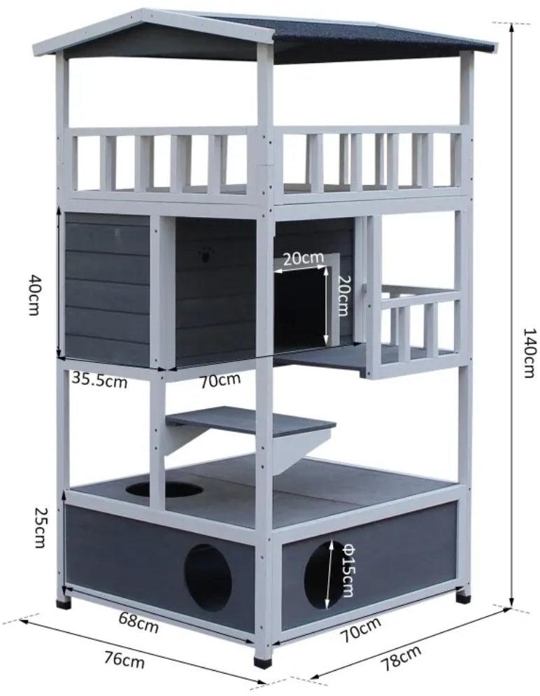 Wooden Cat House Outdoor & Indoor Run on Wheels - North East Pet Shop EB