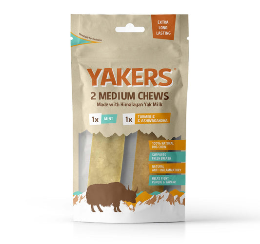 Yakers Mint/Tumeric Dog Chew Medium Twin Pack - North East Pet Shop Yakers