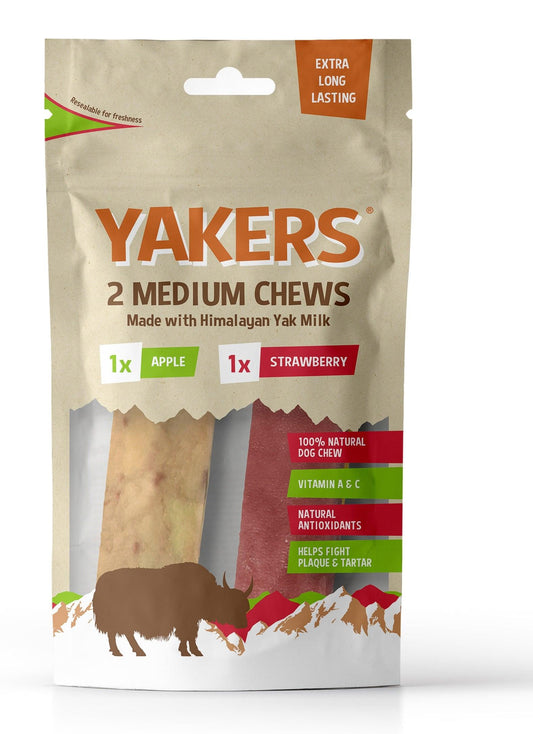 Yakers Strawberry/Apple Dog Chew Twin Pk - North East Pet Shop Yakers