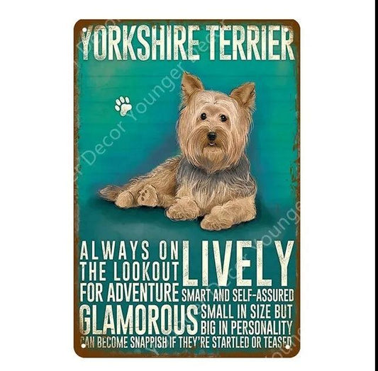 Yorkshire Terrier Dog Tin Sign - North East Pet Shop Dog Shack UK
