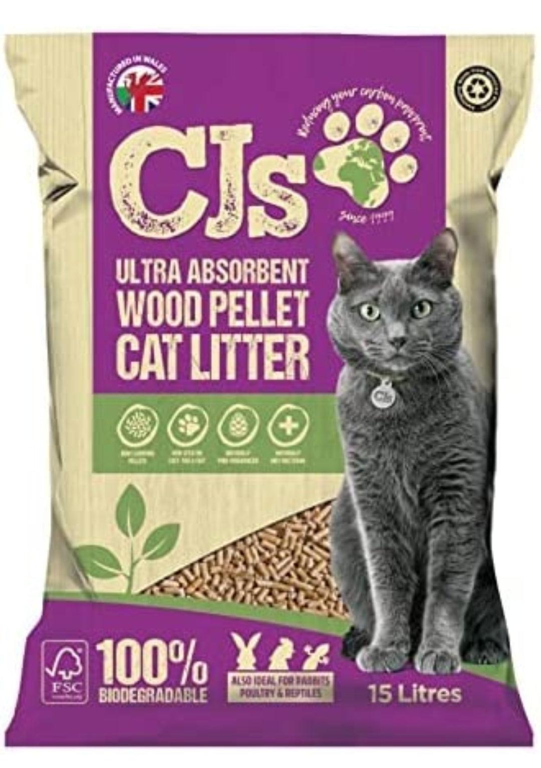 CJs Ultra Absorbent Wood Litter Pellets - North East Pet Shop CJs