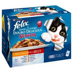 Felix As Good As It Looks Doubly Delicious Senior Meat Variety 12 Pack - North East Pet Shop Felix