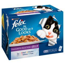 Felix As Good As It Looks Favourites Selection in Jelly 12 Pack - North East Pet Shop Felix