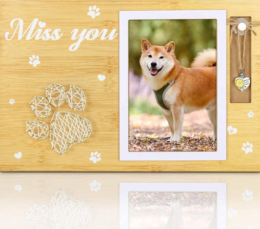 Pet Memorial Photo Frame with Pendant - Wooden Paw Print - North East Pet Shop North East Pet Shop