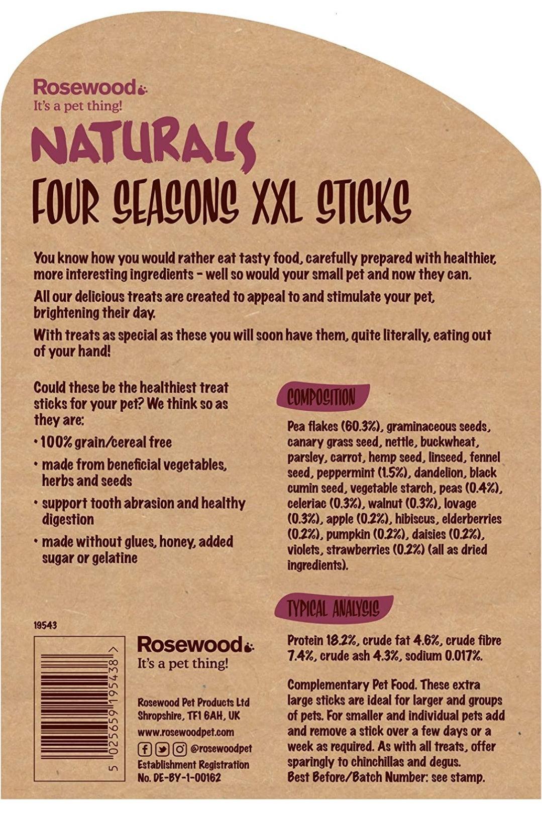Rosewood Naturals Small Animal Treats Four Seasons Grain-Free Sticks XXL - North East Pet Shop Rosewood