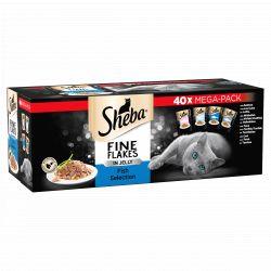 Sheba Fine Flakes Cat Pouches Fish Collection in Jelly 40 Bulk Packs - North East Pet Shop Sheba