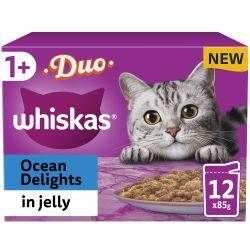 Whiskas 1+ Duo Ocean Delights Adult Wet Cat Food Pouches in Jelly 12 Pouches, 85g - North East Pet Shop Whiskas