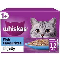 Whiskas 1+ Fish Favourites Adult Wet Cat Food Pouches in Jelly 12pk 85g x 4 (48 POUCHES) - North East Pet Shop Whiskas