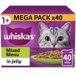 Whiskas 1+ Mixed Menu Adult Wet Cat Food Pouches in Jelly 40pk 85g - North East Pet Shop Whiskas